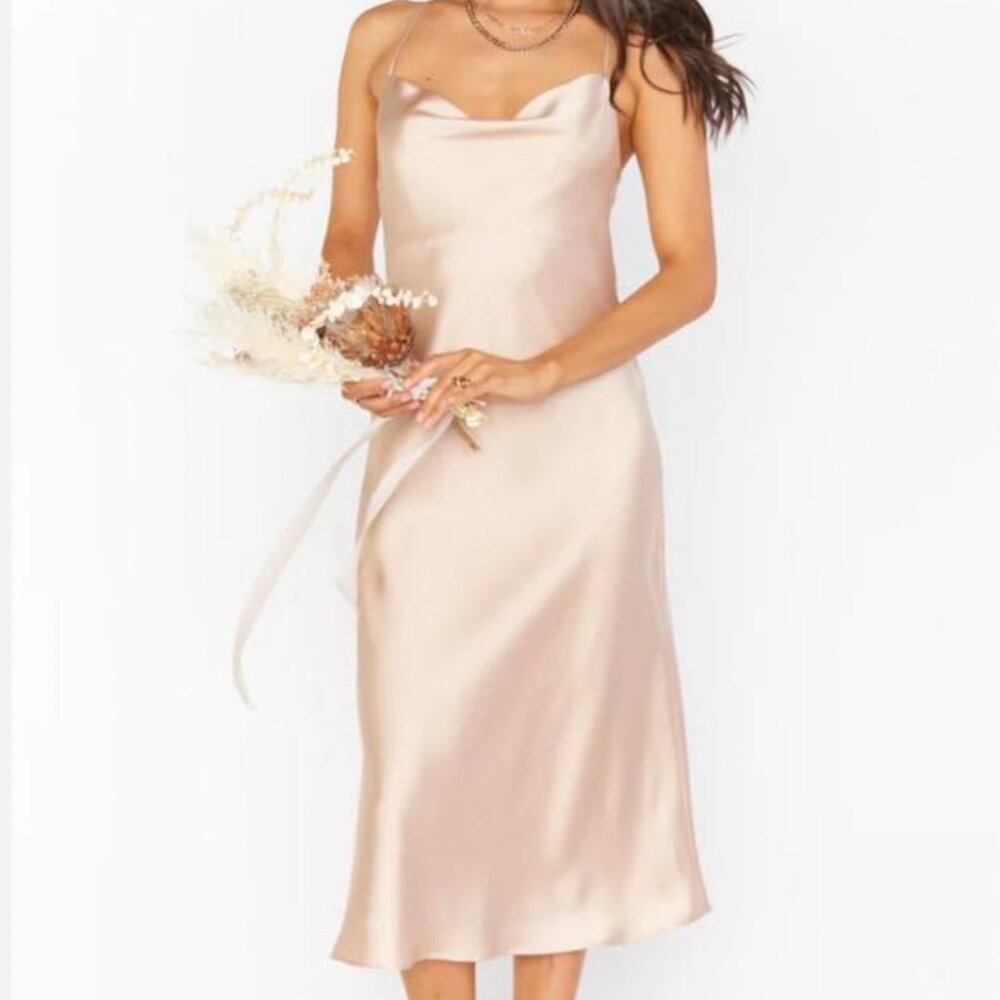 NWT Show Me Your Mumu Cream Satin gown